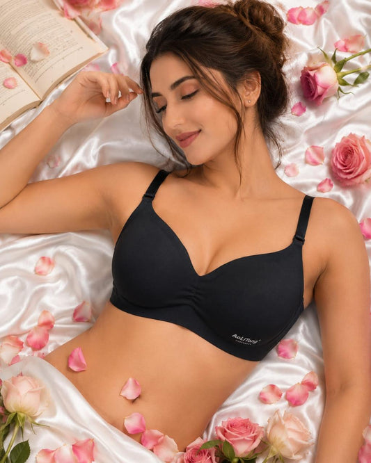 Black Seamless Padded Bra | Women’s Comfort Everyday Bra