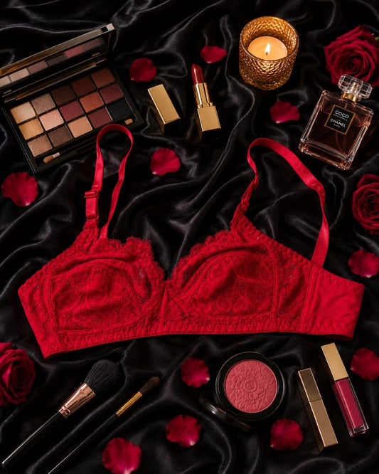 Red Lace Padded Bra | Elegant Floral Lace Lingerie